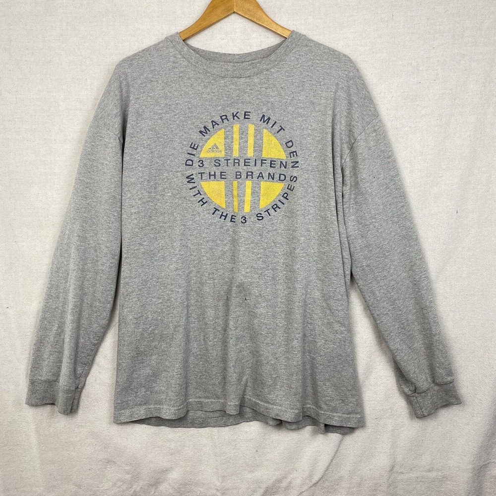 Adidas Trifoil Grey Long Sleeve Logo Shirt Mens XL